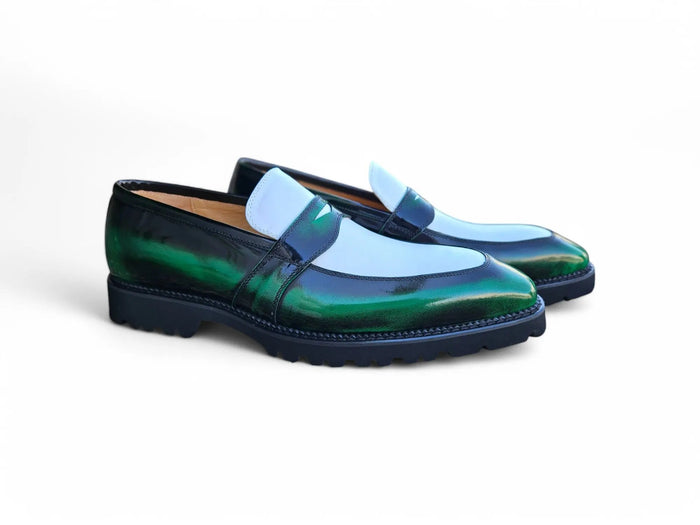 Carrucci Two Tone Patent Leather Penny Loafer