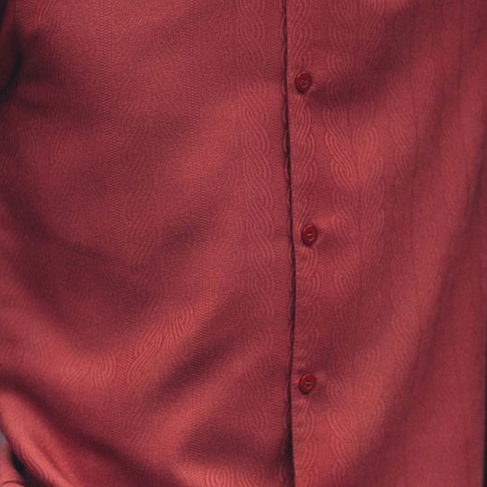 Cognac Tone-on-Tone Wave Texture Long Sleeve 2-Piece Walking Suit