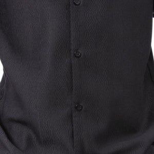 Black Tone-on-Tone Wave Texture Long Sleeve 2-Piece Walking Suit