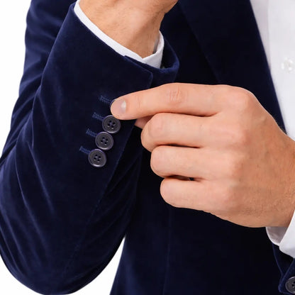 Men’s Navy Blue Velvet Blazer – Luxury Evening Dinner Jacket