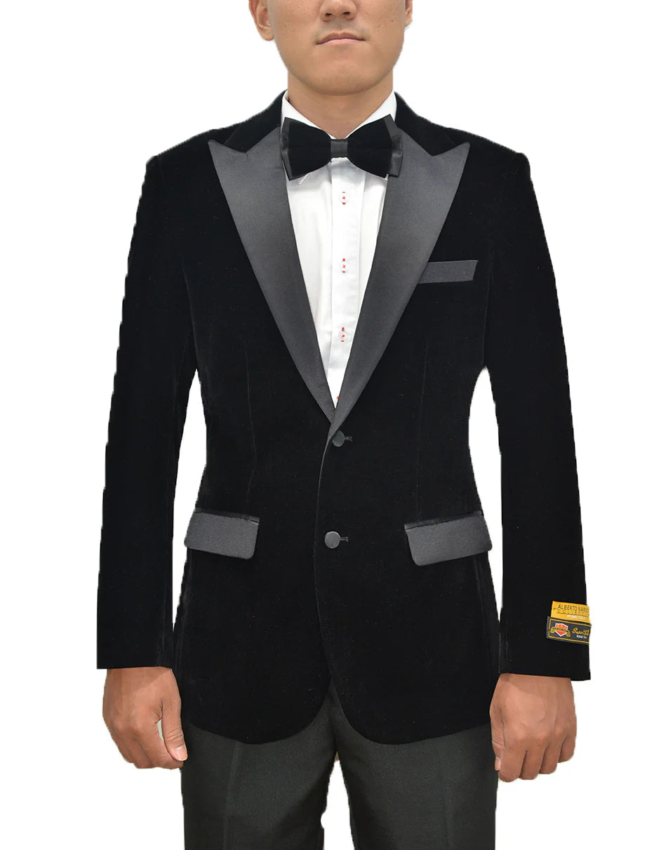 Mens Classic Velvet Fabric Tuxedo Dinner Jacket in Black - Men's Tuxedo USA