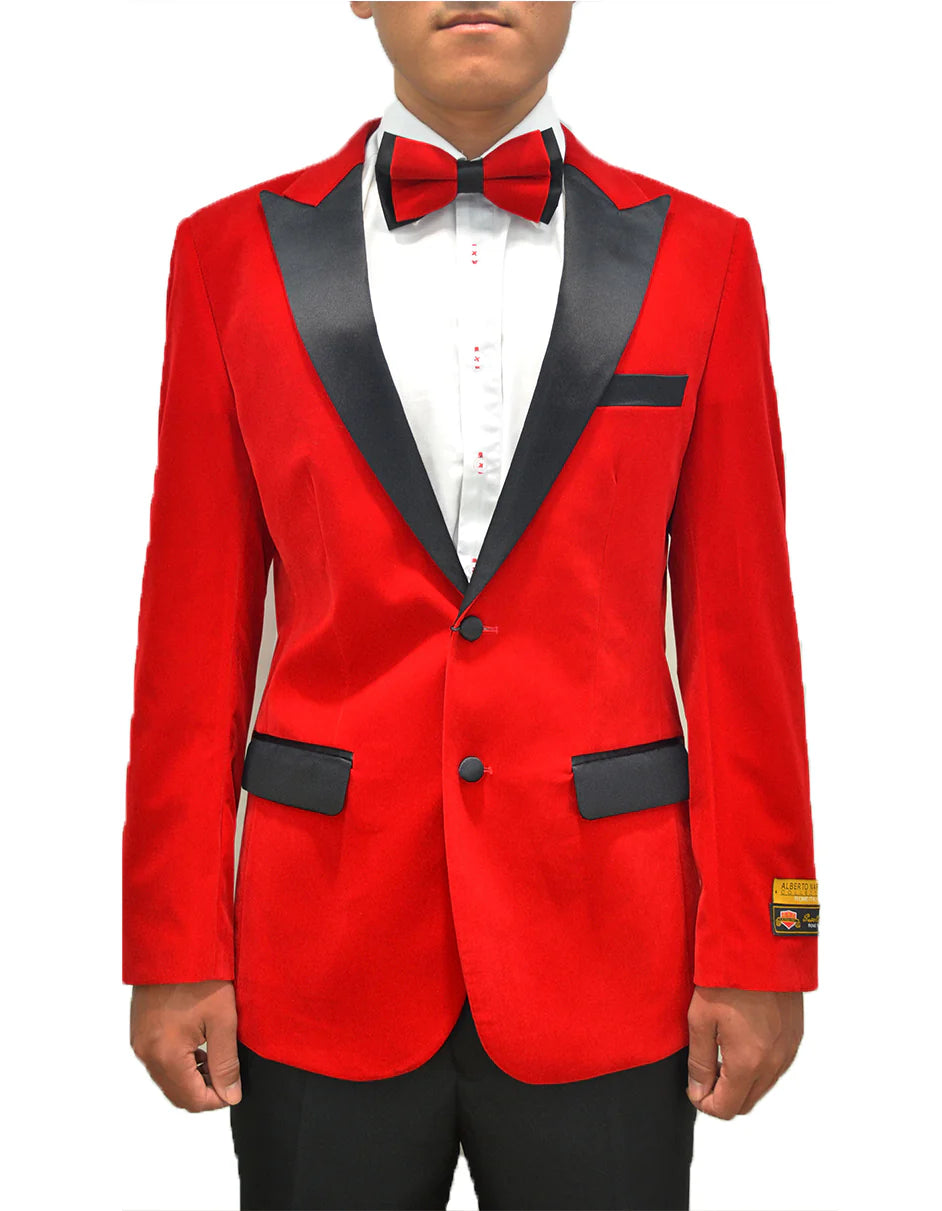 Mens Classic Gorgeous Velvet Fabric Tuxedo Dinner Jacket in Red