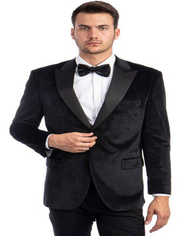 Black Tuxedo - Mens Wedding Suit Modern Fit Velvet Wedding and Prom - Black Prom Suit