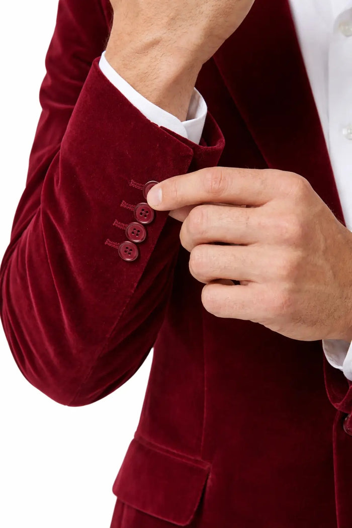Men’s Maroon Velvet Sport Coat – Stylish Evening Party Blazer for Men