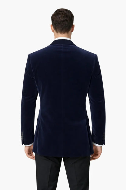 Men’s Navy Blue Velvet Blazer – Luxury Evening Dinner Jacket