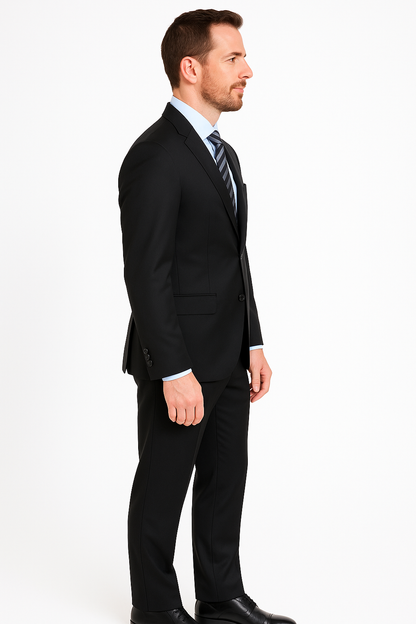 Mens Three Piece Suit - Vested Suit Mens Black Two Button Vested 3 Piece Slim Fit Suit