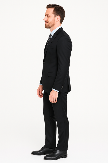 Mens Three Piece Suit - Vested Suit Mens Black Two Button Vested 3 Piece Slim Fit Suit