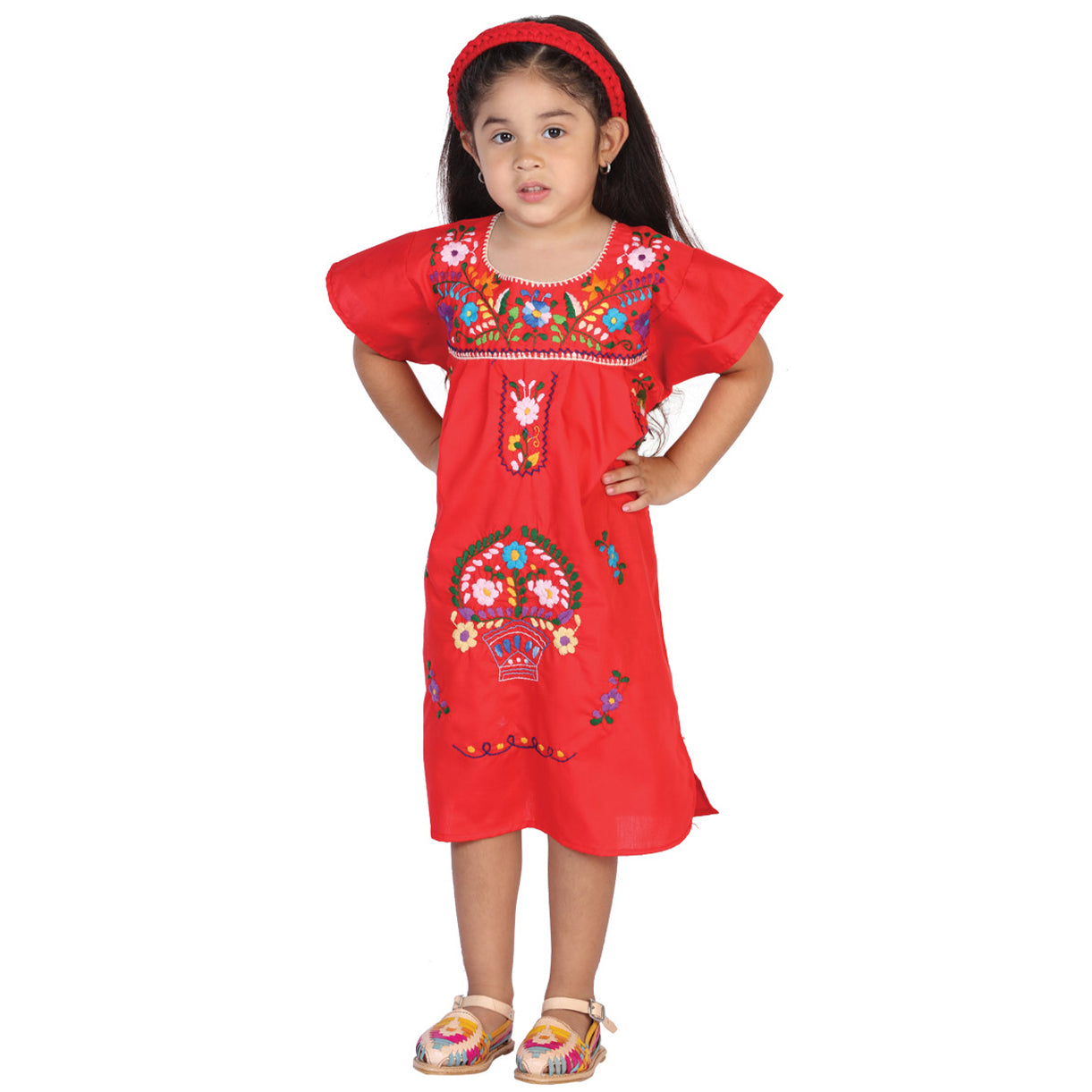 Vestidos artesanales Mexicanos de ni?ña color naranja