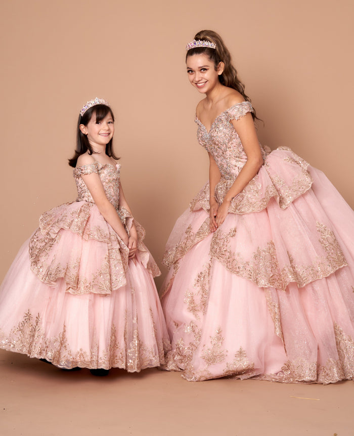Applique Off-Shoulder Quinceanera Dress Layered Embroidered Ball Gown by Calla WB-20525