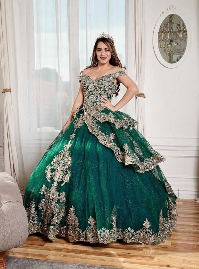 Applique Off-Shoulder Quinceanera Dress Layered Embroidered Ball Gown by Calla WB-20525