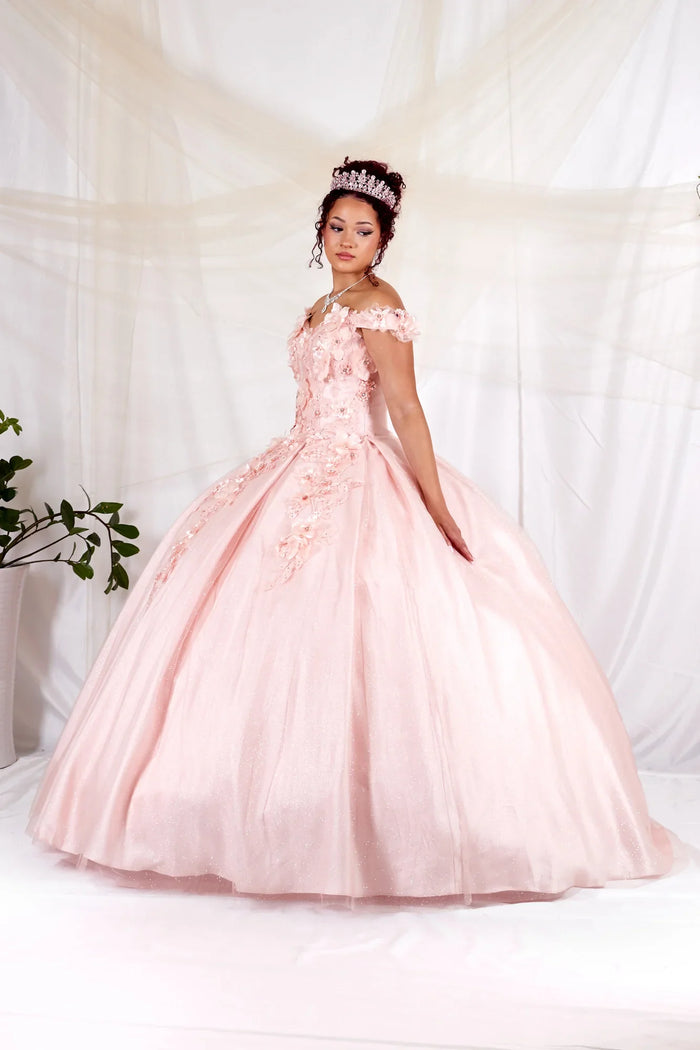 3D Floral Embroidered Quinceanera Dress Off Shoulder Ball Gown by Calla WB21551