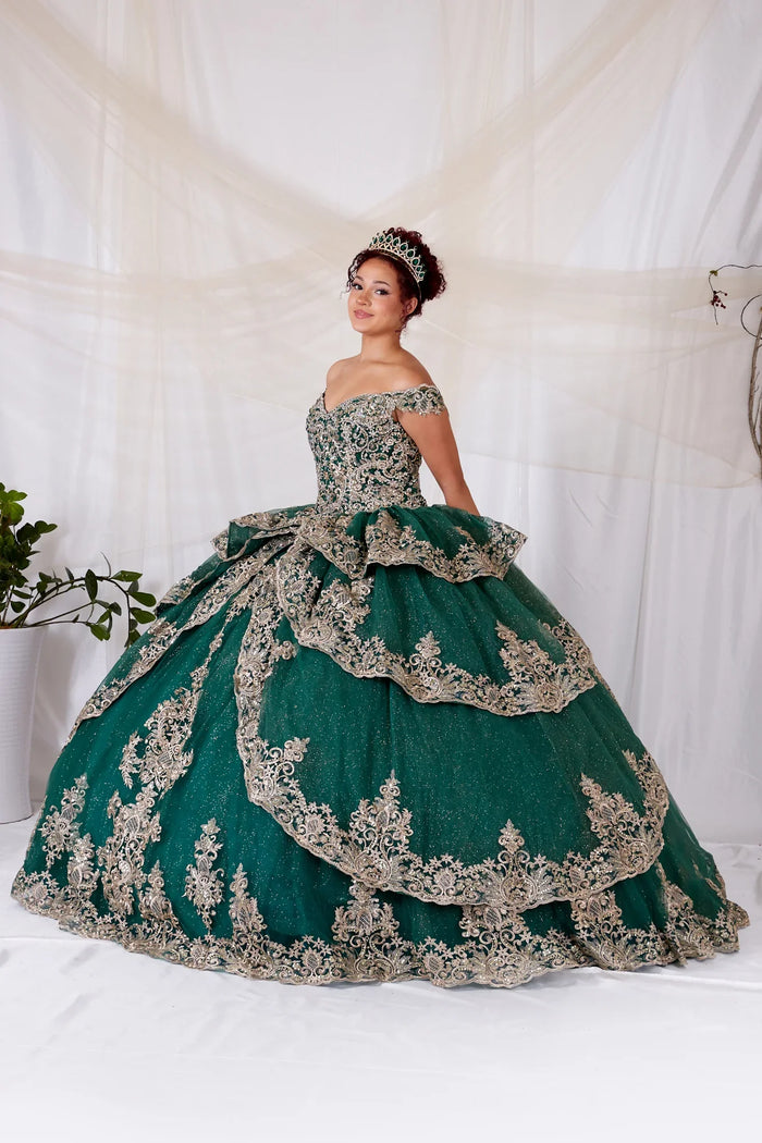 Applique Off-Shoulder Quinceanera Dress Layered Embroidered Ball Gown by Calla WB-20525