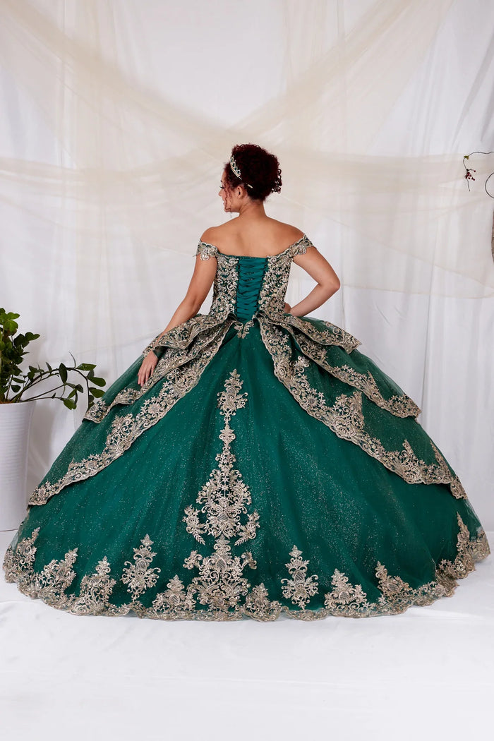 Applique Off-Shoulder Quinceanera Dress Layered Embroidered Ball Gown by Calla WB-20525