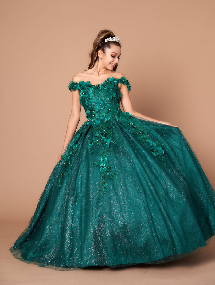3D Floral Embroidered Quinceanera Dress Off Shoulder Ball Gown by Calla WB21551