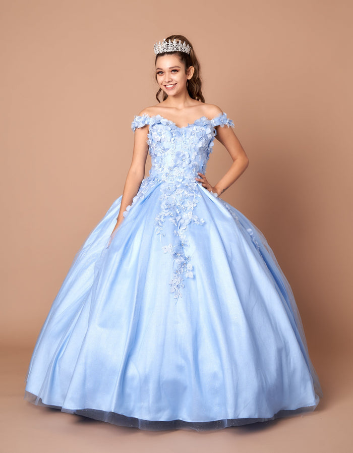 3D Floral Embroidered Quinceanera Dress Off Shoulder Ball Gown by Calla WB21551