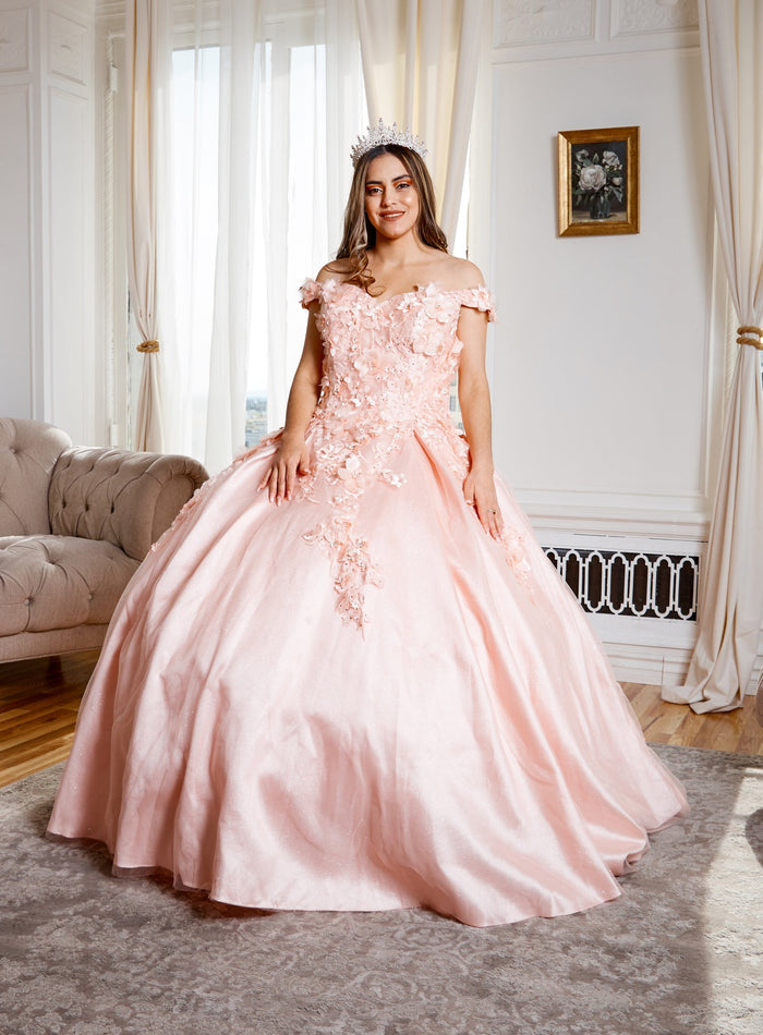 3D Floral Embroidered Quinceanera Dress Off Shoulder Ball Gown by Calla WB21551