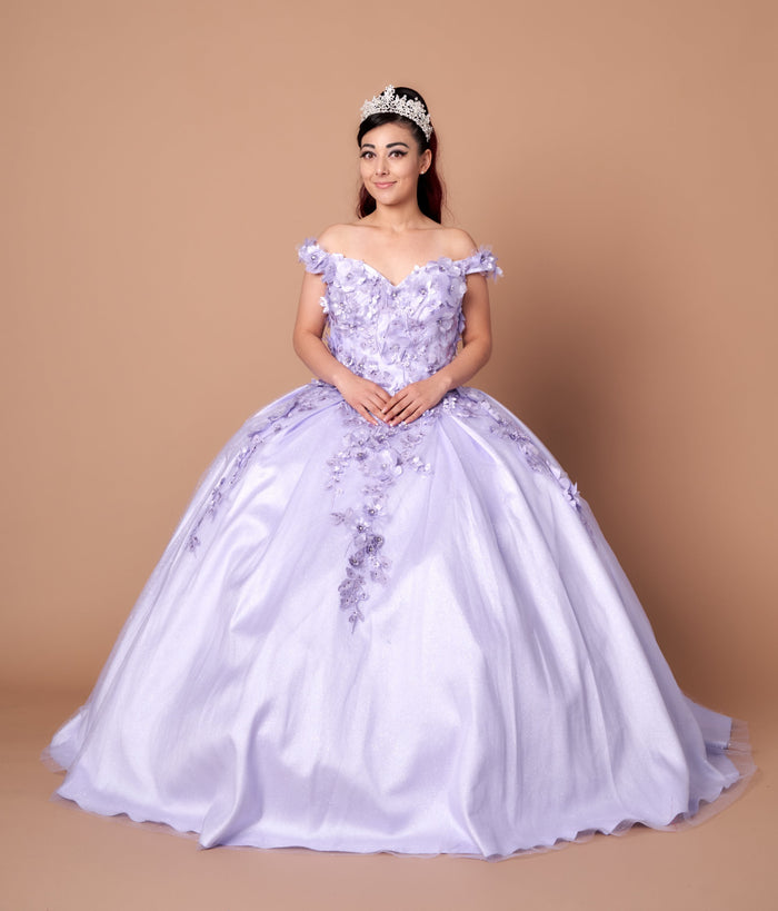 3D Floral Embroidered Quinceanera Dress Off Shoulder Ball Gown by Calla WB21551