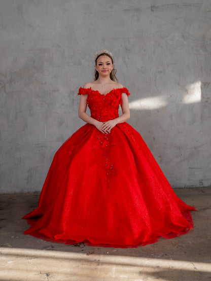 3D Floral Embroidered Quinceanera Dress Off Shoulder Ball Gown by Calla WB21551