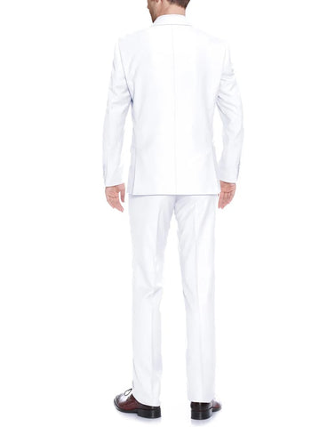 White Wedding Suit For Men - Perfect For Groom - Mens Basic Two Button Classic Fit Suit In White - Men's Tuxedo USA