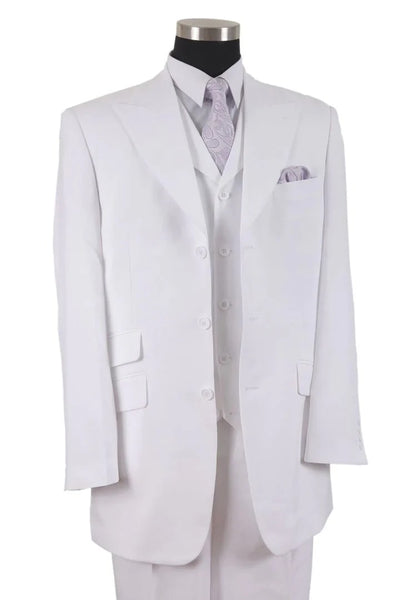 White Wedding Suit For Men - Perfect For Groom - Mens 3 Button Vested