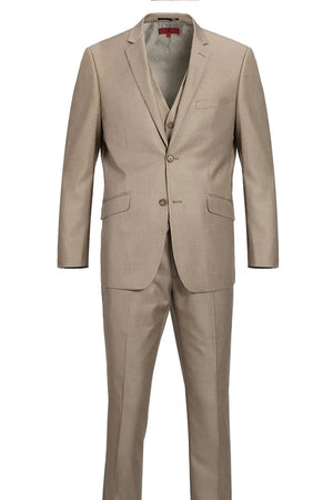 Mens Taupe Classic Fit 2-Button Suit with Optional Vest