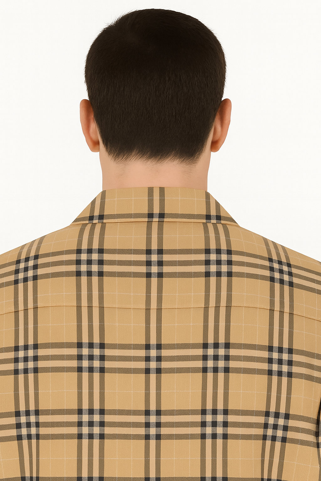 Classic Beige Plaid Short Sleeve Button-Up Shirt for Men
