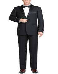 Black Tuxedo - Mens Wedding Suit Single Breasted Traditional Two Button - Black Prom Suit