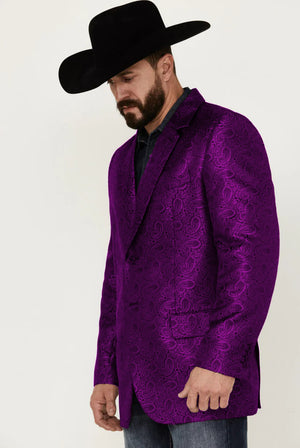 Western Blazer - Saco Vaquero para Hombre - Saco Vaquero Paisly Fabric in Color Purple