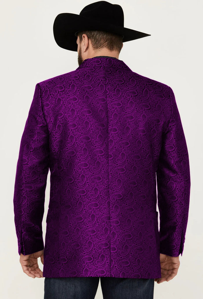 Western Blazer - Saco Vaquero para Hombre - Saco Vaquero Paisly Fabric in Color Purple