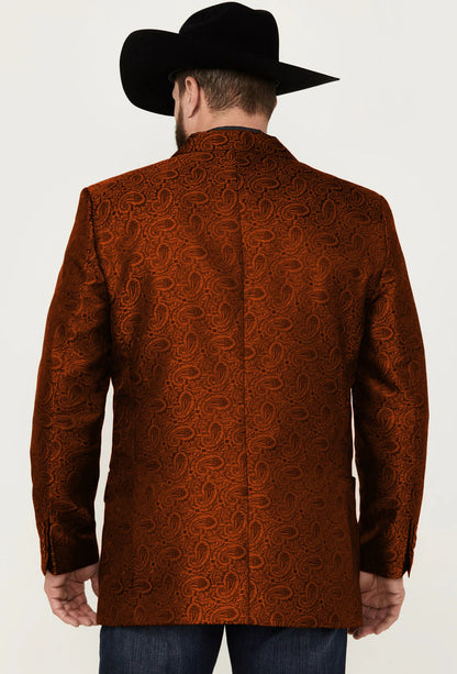 Western Blazer - Saco Vaquero para Hombre - Saco Vaquero Paisly Fabric in Color Rust