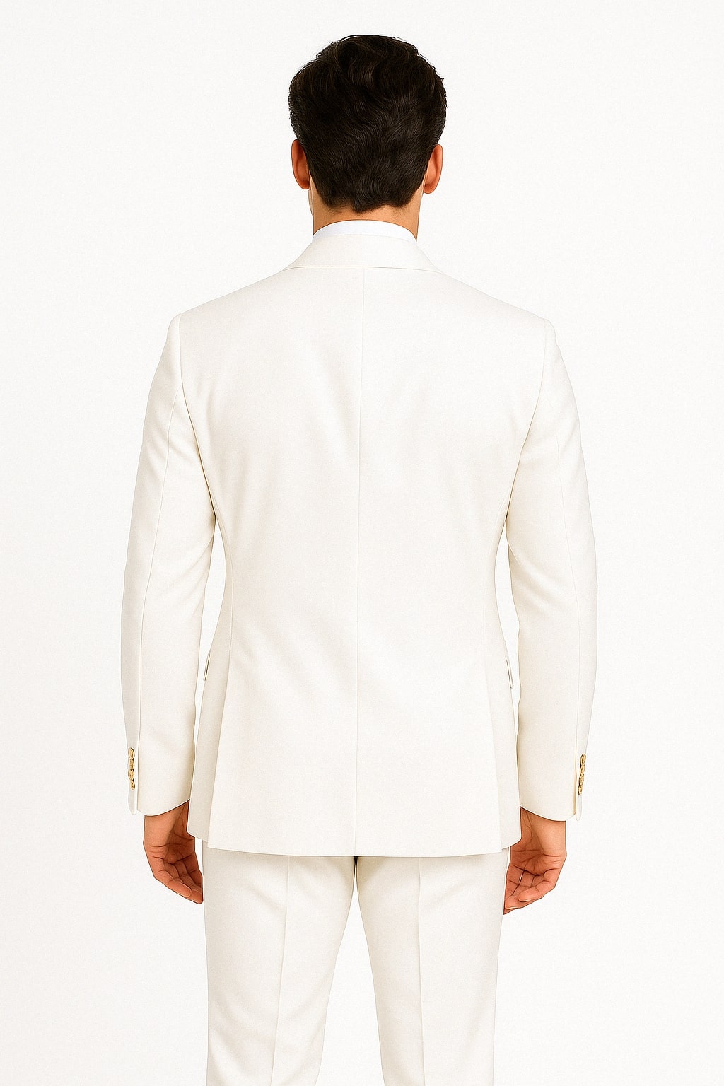 Mens White Double-Breasted Suit with Gold Buttons  Formal Slim Fit 2-Piece Set