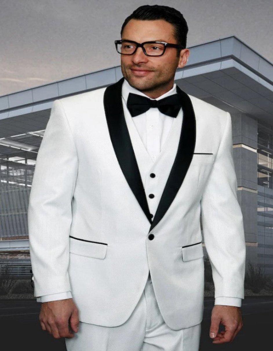 Mens White Tailored Fit Tuxedo