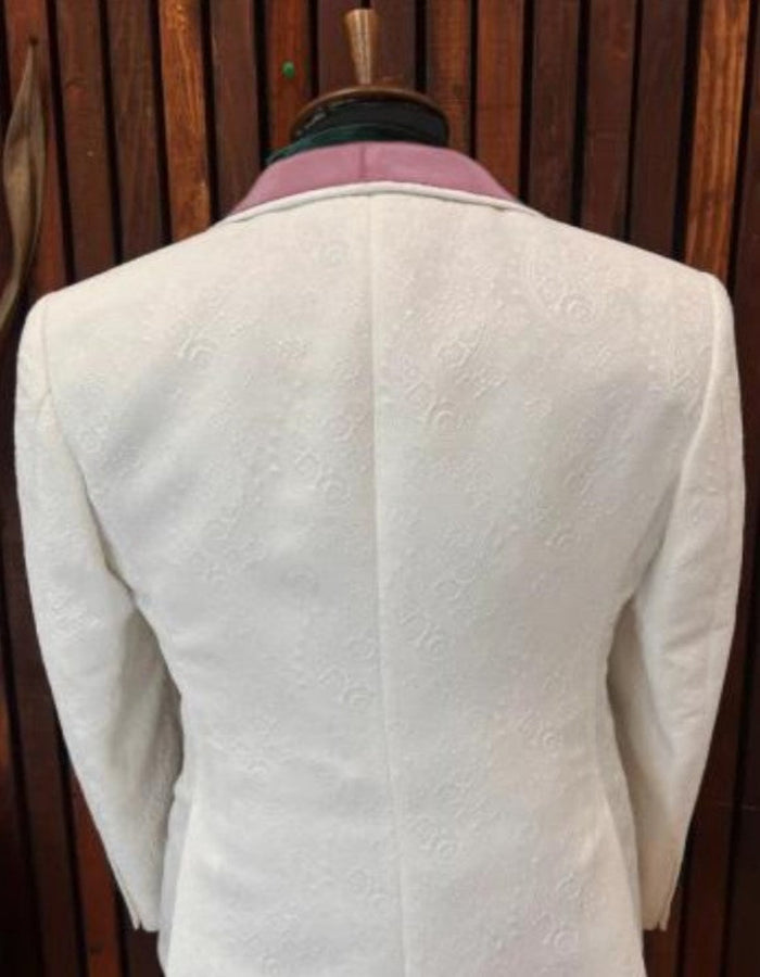 White and Pink Tuxedo - Prom Suit (Jacket  Pants  Vest  Bowtie Package)