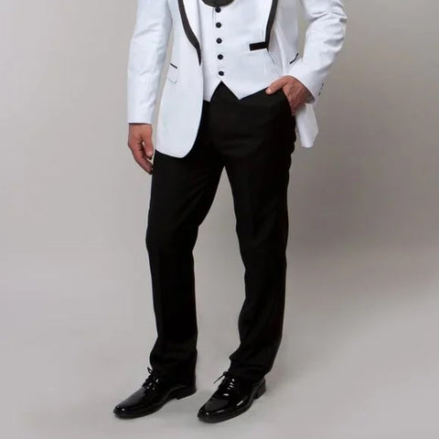 Bryan Michaels Slim Fit 3-PC Tuxedo, White - Men's Tuxedo USA