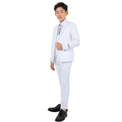 Exclusive Stacy Adams 5pc Boys Suit Slim-Fit, White - Men's Tuxedo USA