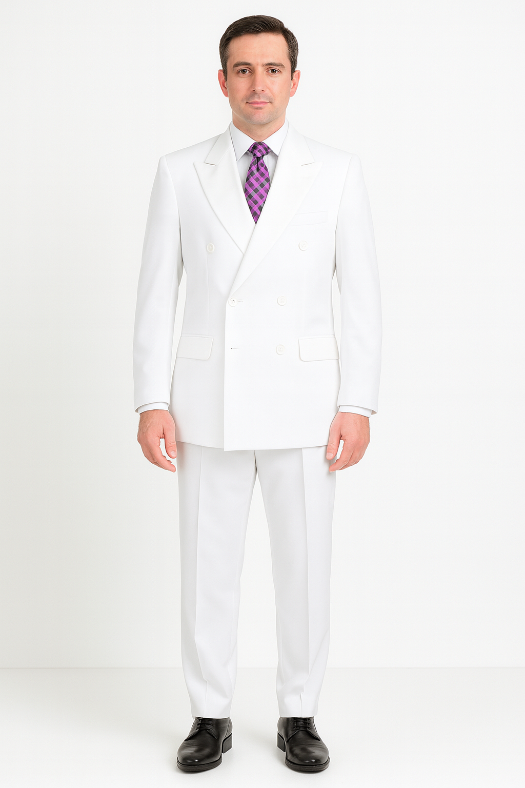 Pleated Suit - Mens Suits With Pleated Pant -  Regular Fit Suit -  White Poplin Suit