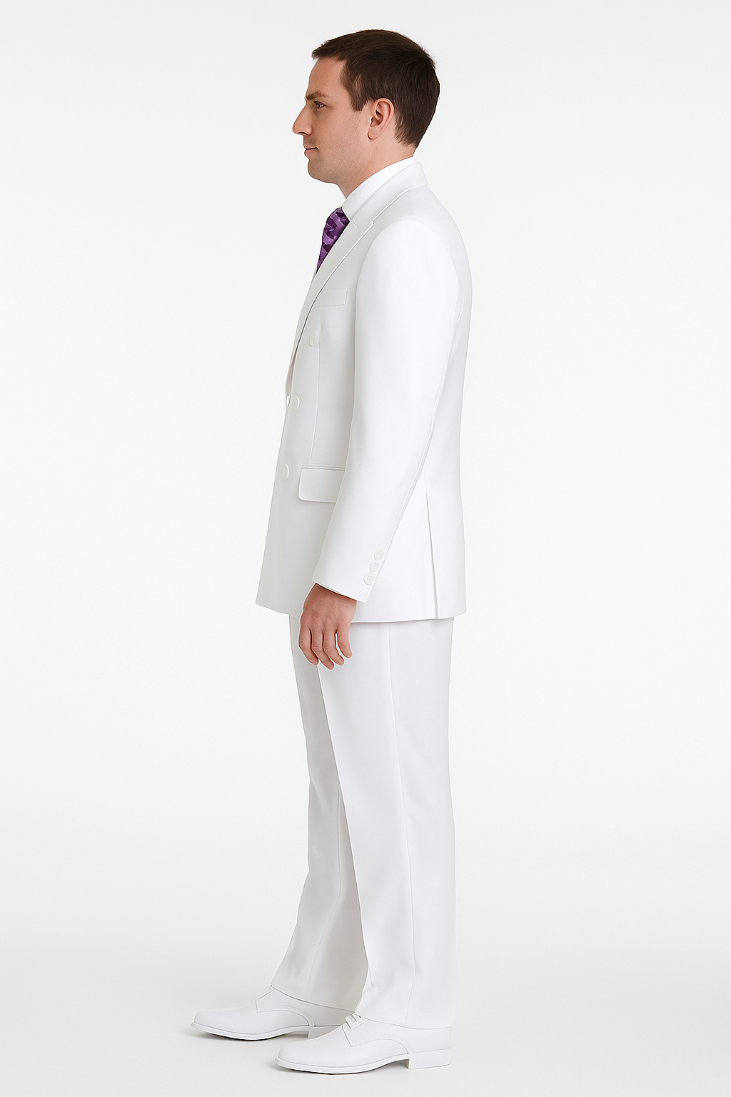 Pleated Suit - Mens Suits With Pleated Pant -  Regular Fit Suit -  White Poplin Suit