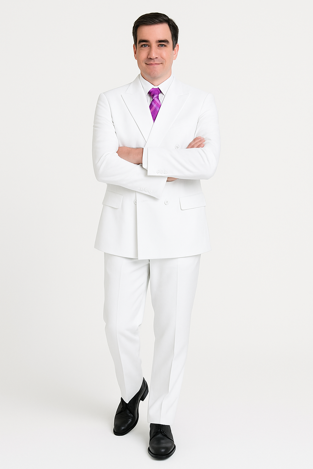 Pleated Suit - Mens Suits With Pleated Pant -  Regular Fit Suit -  White Poplin Suit
