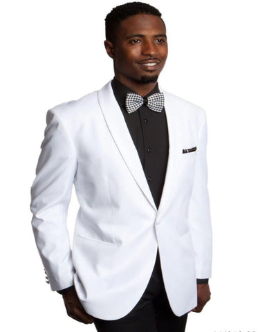 Men's One Button Shawl Dinner White Jacket