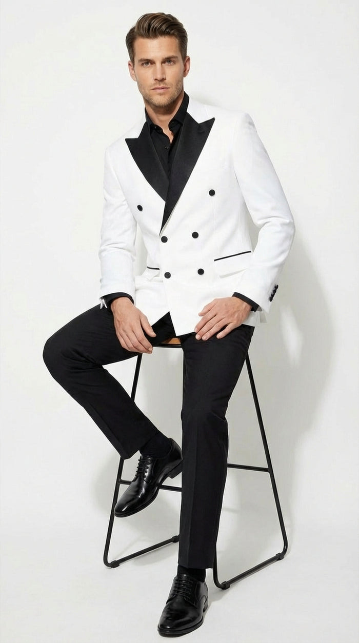 White Double Breasted Blazer