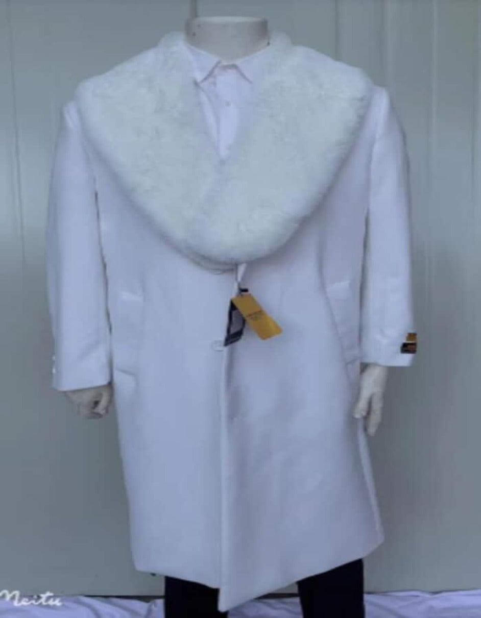 Mens Overcoat - Topcoat For Men - Winter Fabric - Mens Cashmere Blend White Coat Full length - Cashmere Overcoat - Men's Tuxedo USA