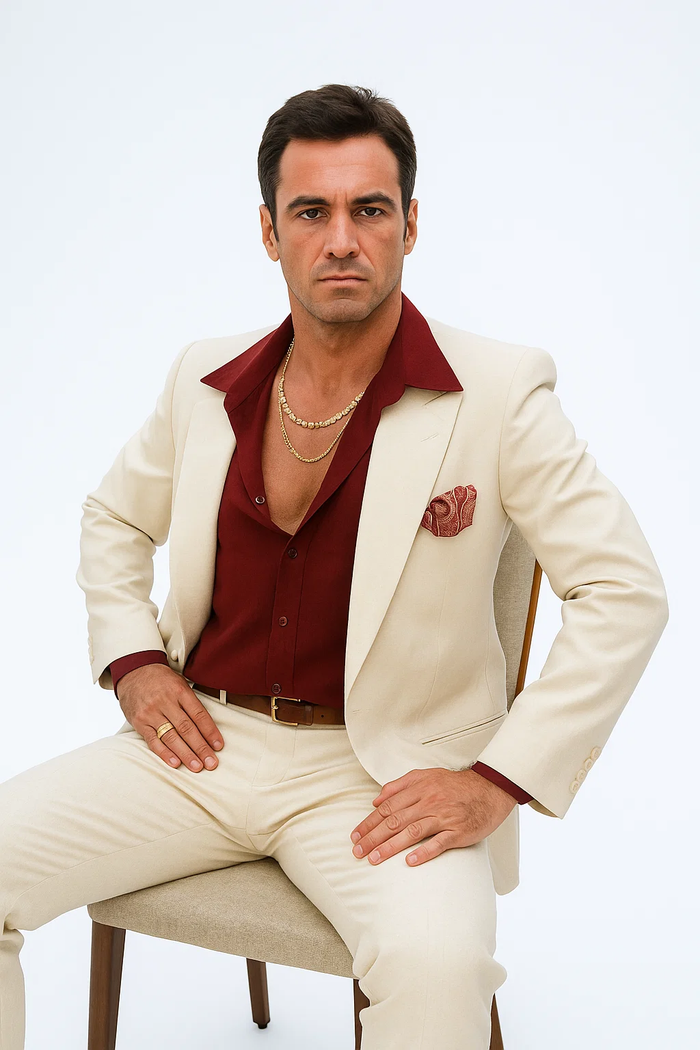 White Suit + Red Shirt