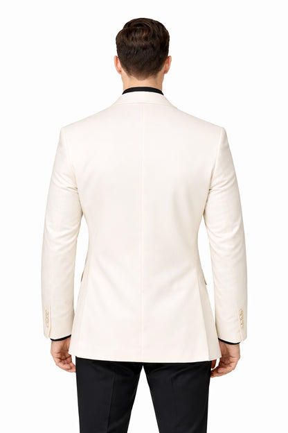 Men’s Ivory White Blazer with Shawl Collar – Modern Fit Formal Dinner Jacket