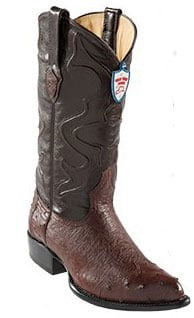 Wild West Brown J-Toe Smooth Ostrich Wing Tip Cowboy Dress Cowboy Boots Cheap Priced For Sale Online - Bota De Avestruz