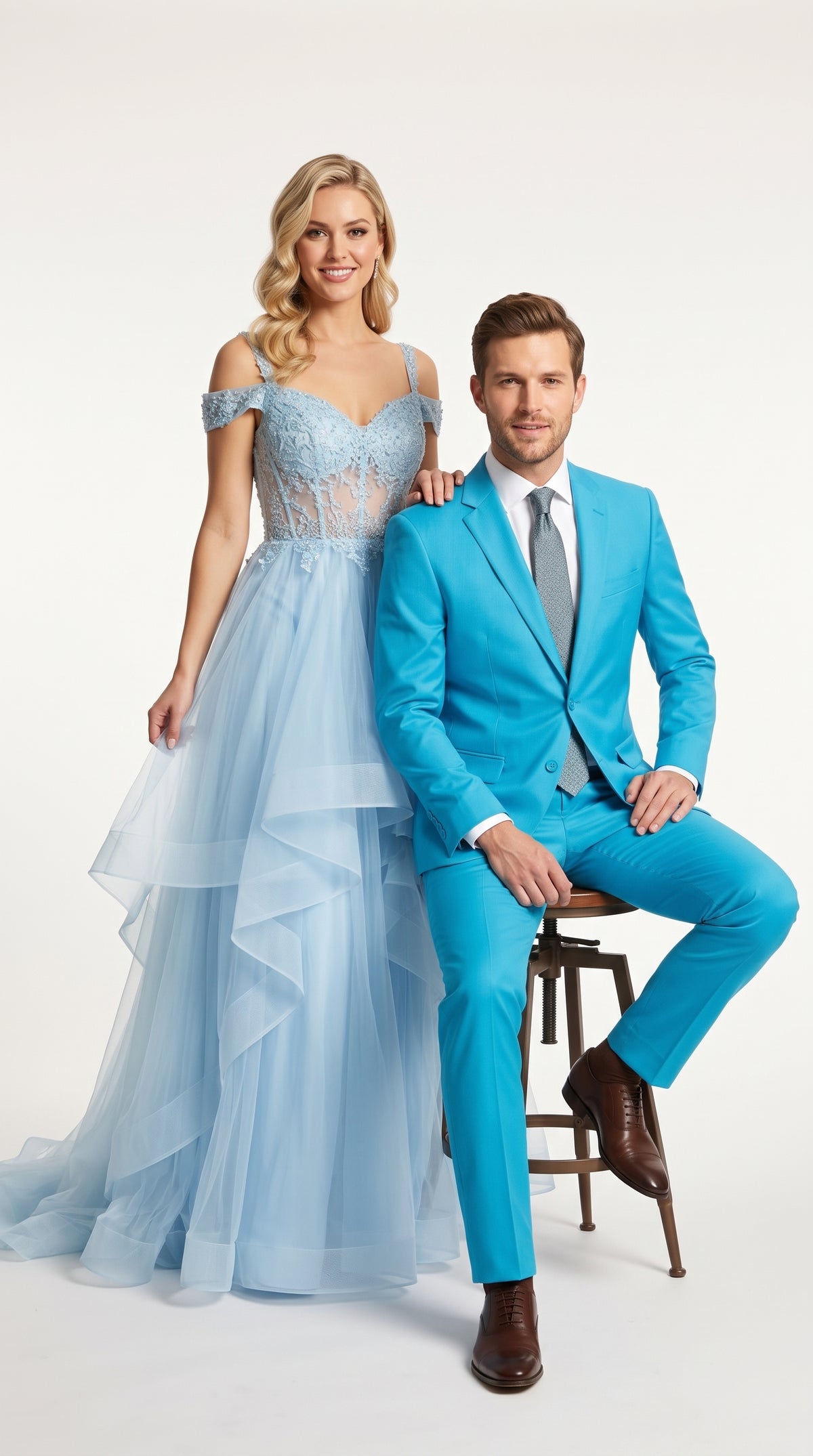 Men’s Light Blue Tuxedo Suit, Baby Blue Teal Turquoise Wedding Prom Suit RET208-19