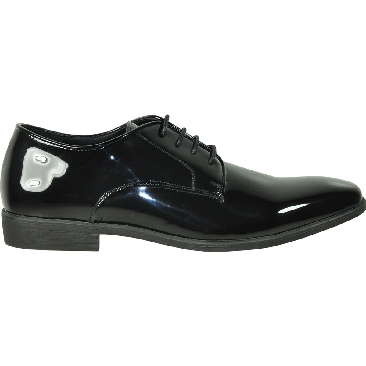 Bravo Mens Shiny Patent Plain Toe Tuxedo Dress Shoe in Black