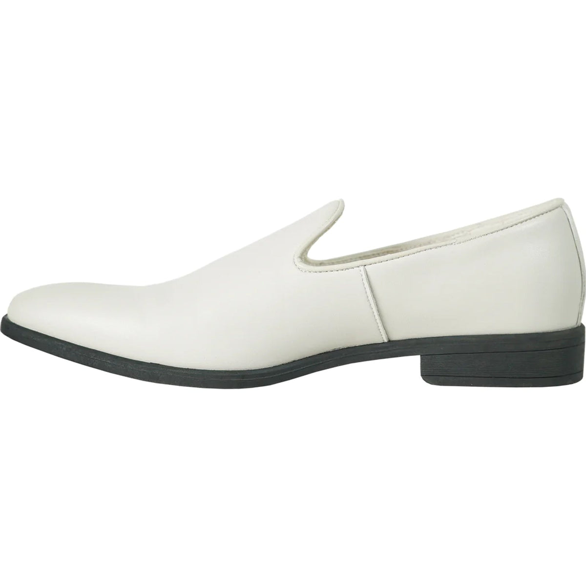 Bravo Mens Classic Plain Toe Slip on Loafer Dress Shoe in Ivory