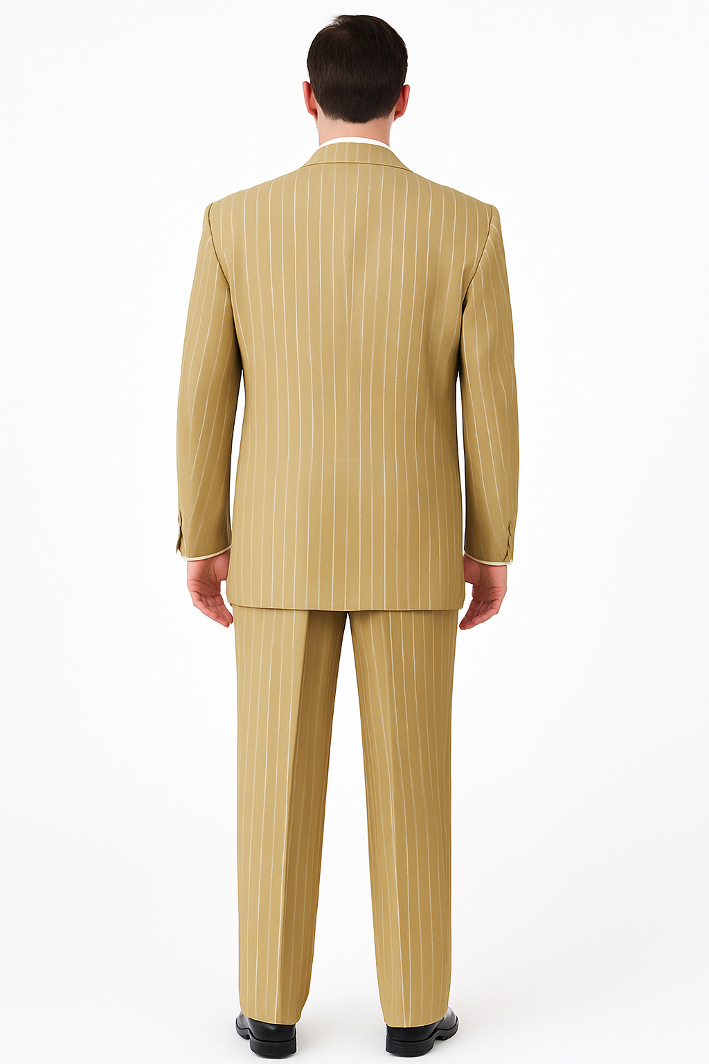 Classic Beige Pinstripe 3-Piece Suit for Men – Timeless Formal Wear