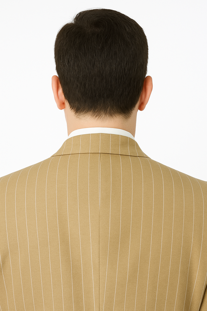 Classic Beige Pinstripe 3-Piece Suit for Men  Timeless Formal Wear