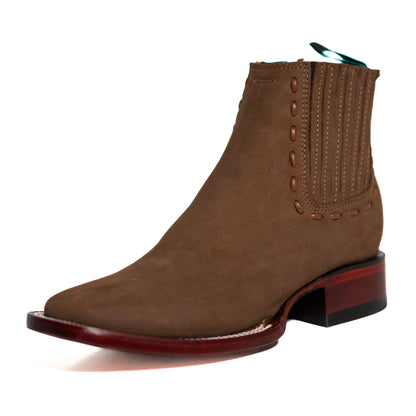 Los Altos Women's Boot Wide Square Toe Nobuck Taupe Leather Sole - Nobuck Taupe